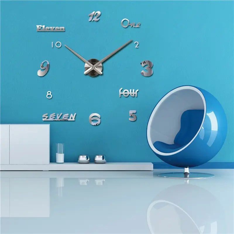 3D Phổ Biến Wallclock Lớn Kỹ Thuật Số Hiển Thị Mới Nhất Acrylic Gương Lớn Hơn Kích Thước Đồng Hồ Treo Tường Cho Các Bức Tường