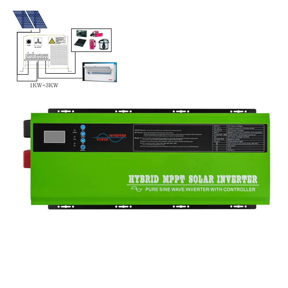 Onduleur solaire hybride, 12V 24V 48V 96V à 110V 220V, chargeur solaire avec MPPT intégré, 1kw, 2kw, 3kw, 4kw, 5kw, livraison gratuite