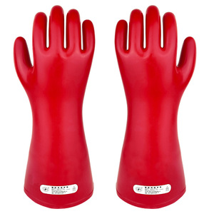 Anti-Static Red Rubber Electrical Isolating <strong>Gloves</strong> 360mm Length Max Testing Voltage <strong>12KV</strong> Working Voltage 3KV