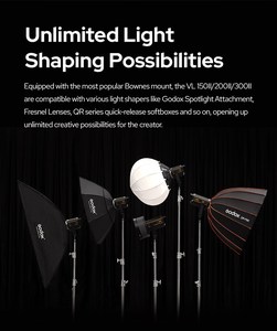 Godox VL300II LED Video Light 5600K versione bianca uscita continua Bowens Mount Studio Light APP Support - Product Image 6