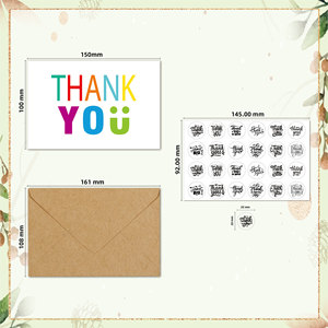 简约彩色英文空白折叠感谢卡带信封纸祝福留言 - Product Image 2