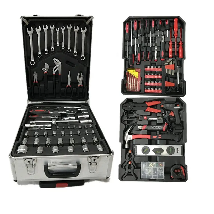 Household Workshop Repair Kits Hand Trolley Aluminum Tool Case Box with Wheels