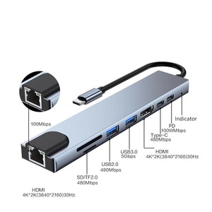 Nuovo tipo C Hub Ethernet Rj45 c Hub usb3. 1 4k Vga PD ricarica 8 in 1 Hub Usb 3.0 per Computer telefono PC - Product Image 3
