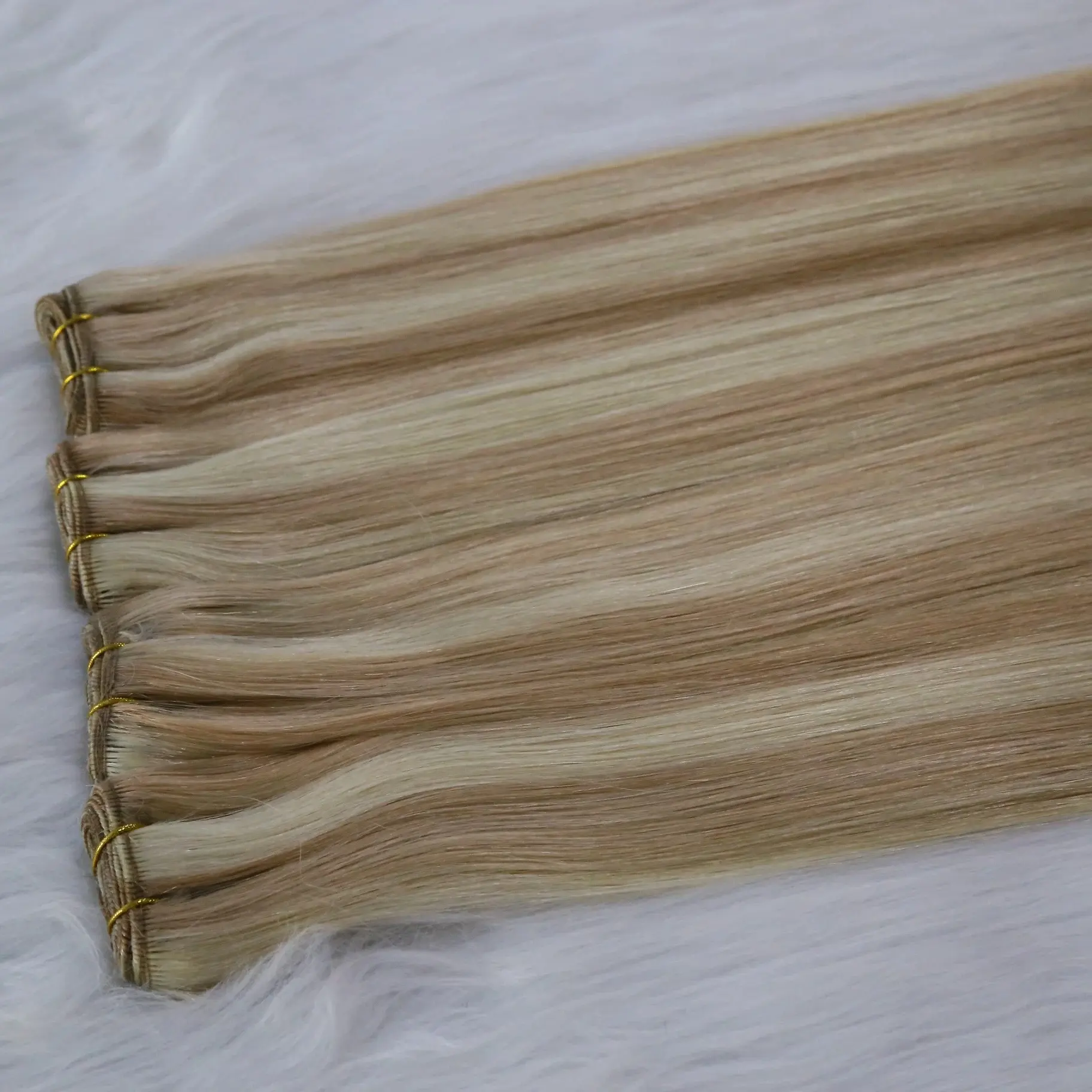 Tessitura trama capelli macchina per cucire trama molto spessa capelli umani estensione #27 Highlight #613 colore dritto per grossista