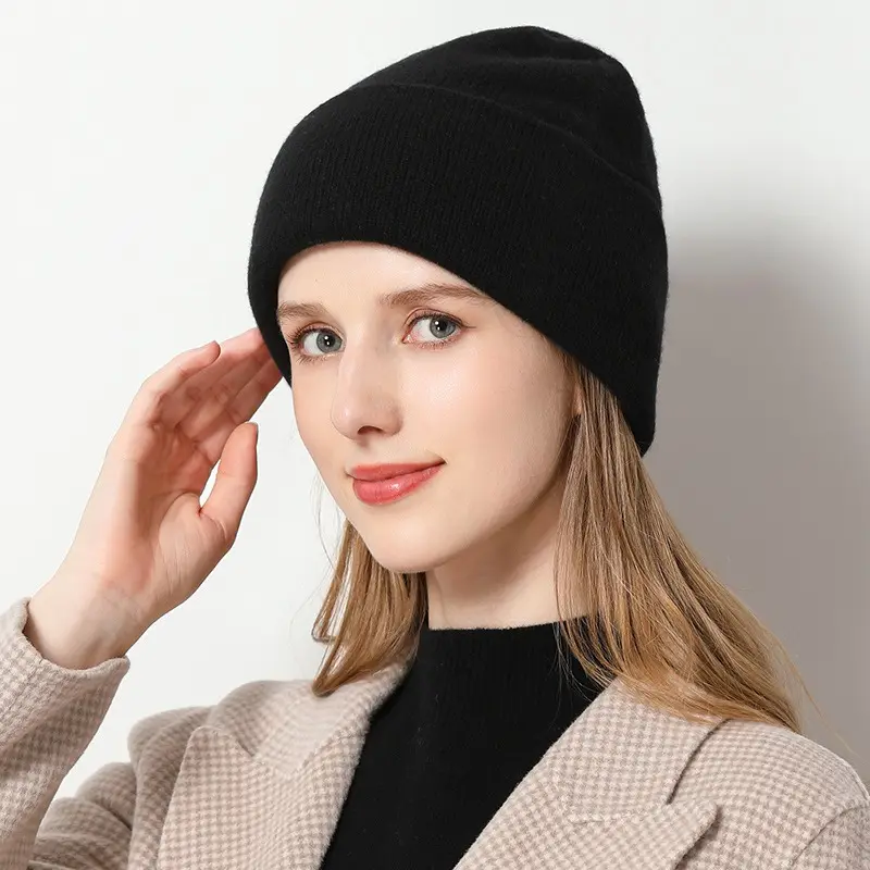 Easy Way Brand Custom Women Winter leggero Girls Wool Knit Hat Cuff Beanie Soft Warm Slouch Beanie Cap