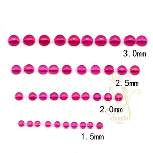 ピジョンレッドルビービーズフラットバック合成宝石カボションラウンド形状5 # Ruby Corundum - Product Image 3