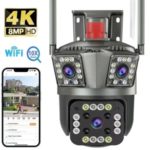 新款v380 pro real 3镜头3屏幕6mp V380 Pro Wifi 4g sim卡速度圆顶智能安全摄像头