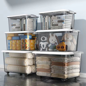 <strong>Stackable</strong> and <strong>Nestable</strong> Storage Boxes <strong>With</strong> <strong>Lids</strong> and Secure Latching Buckles, Plastic Clear Large Storage <strong>Container</strong>
