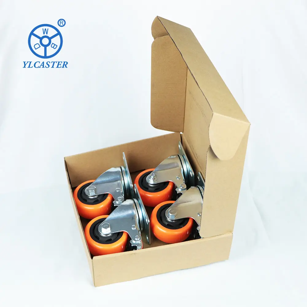 Rueda — roues pivotantes industrielles en PVC, 8 pièces, Orange, de type pivotante, avec frein, résistantes
