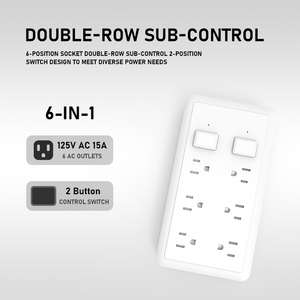Tira de alimentación de viaje de enchufe de extensión americana con diseño de gancho en la parte posterior 6 salidas de CA Enchufe múltiple - Product Image 6