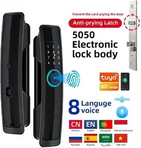 Agshome Tuya WiFi สมาร์ทล็อคสําหรับประตู; ลายนิ้วมือสมาร์ทล็อค; รหัสคีย์การ์ดแอพและลายนิ้วมือสมาร์ทล็อคสําหรับอพาร์ทเมนท์ - Product Image 2