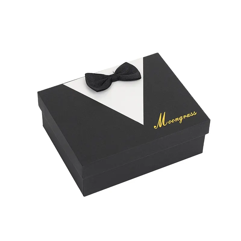 Caja de regalo de ropa personalizada de alta gama vestido traje caja de embalaje papel especial cubierta mundial arco caja de papel creativa