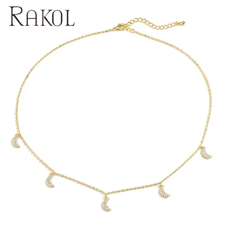 RAKOL NP2176 nuova personalità alla moda in argento Sterling 925 gioielli personalizzati in oro Birthstone collana stella catena girocollo collo