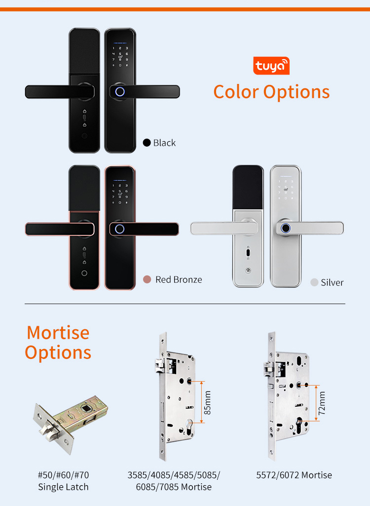 Waterproof Keyless Biometric Security Electric Finger print Key Card Password Wifi Tuya Smart Lock