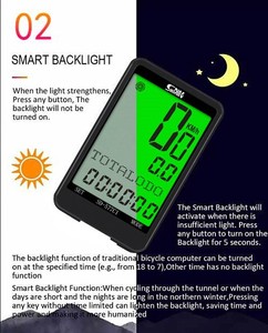 Sunding nuevo impermeable inalámbrico de gran tamaño pantalla retroiluminación velocímetro bicicleta ordenador con modo de menú oculto - Product Image 6