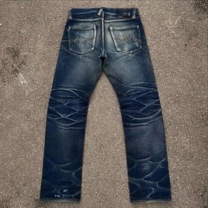 بنطال جينز للرجال متوسط الخصر ومخروط من الدنيم مصنوع حسب الطلب بنمط طباعة ممزق وممزق مع غسول ملون بنطال جينز ضيق للرجال مخصص - Product Image 3