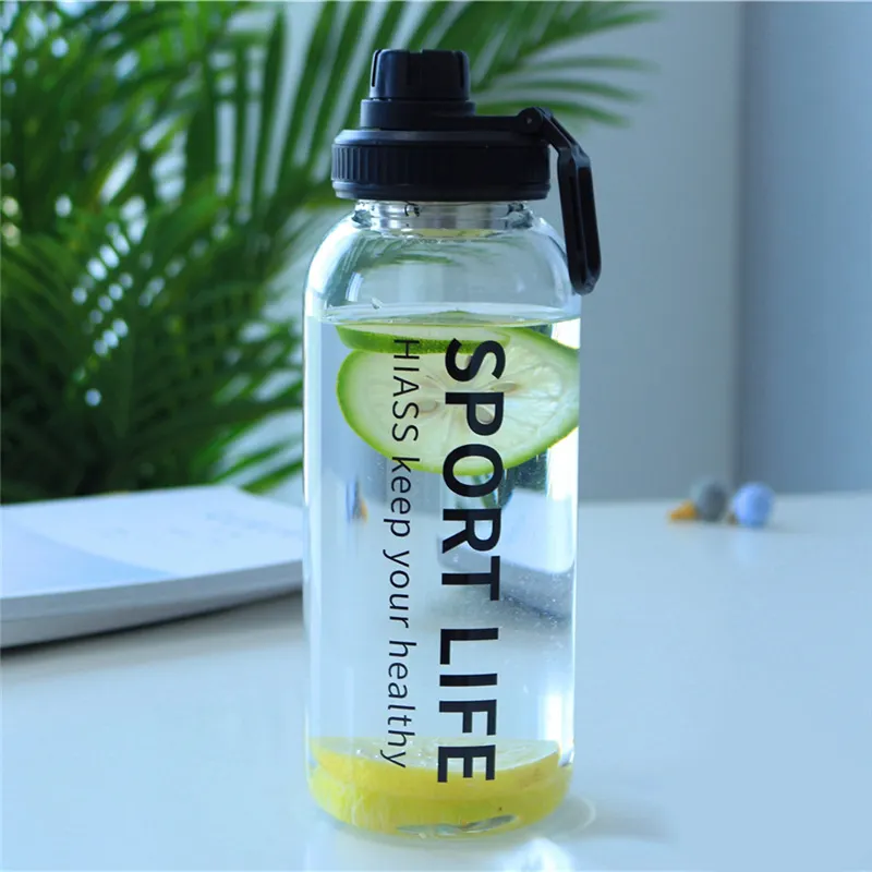BPA free 32oz bottiglia di acqua di vetro sport motivazionale bottiglia di acqua di vetro con manico in paglia coperchio manica