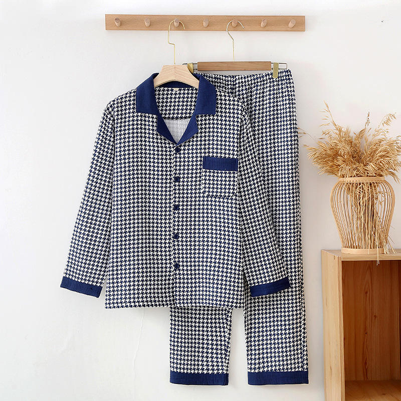 Pied-de-poule bleu foncé