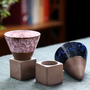 Seramik fırın dönüşüm bardak, üsleri ile yaratıcı konik su bardakları, Retro japon tarzı çay fincanları ve kahve fincanları - Product Image 2