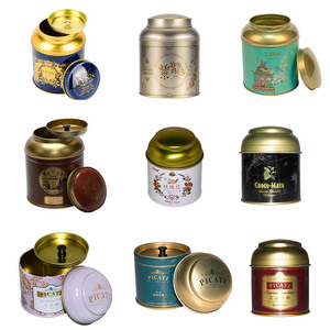 Nice-can工厂印刷圆形豪华茶罐盒香料粉咖啡茶罐带双盖定制茶罐 - Product Image 1
