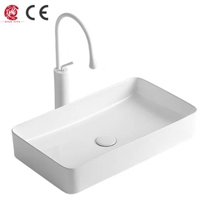 白色陶瓷矩形浴室水槽现代设计酒店洗手盆瓷盆 - Product Image 1