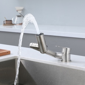 Phần Ngắn Gấp Bồn Rửa Nhà Bếp Vòi Nước 304 Thép Không Gỉ Nóng Lạnh Phổ Chậu Rửa Giặt Bồn Rửa Tap - Product Image 4