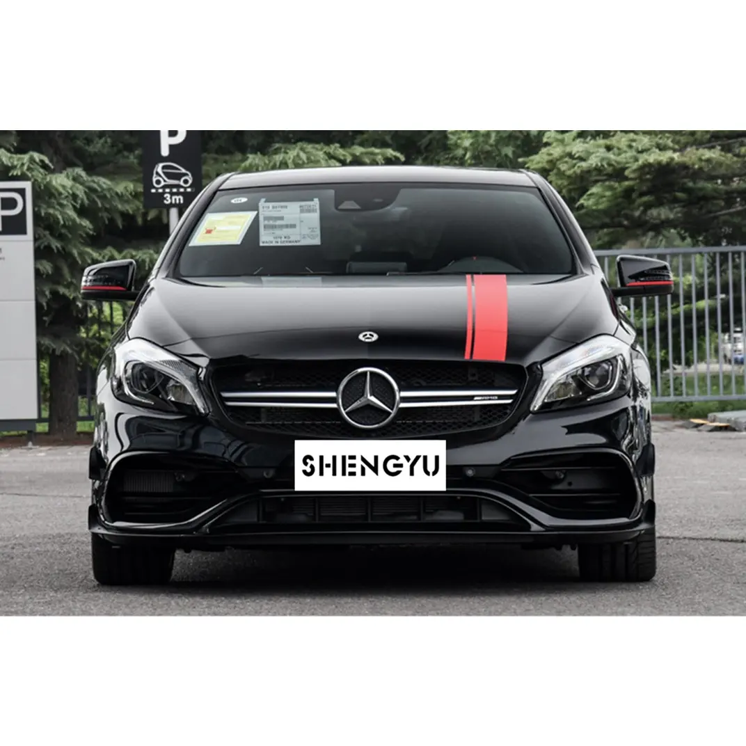 Body kit contain front and rear bumper with grille side skirt for Mercedes benz A class W176 13-18 upgrade to 2018 AMG45 model
