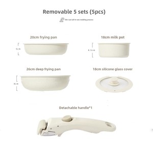 Set di pentole antiaderenti in granito personalizzabili in fabbrica con manico staccabile per fornelli a Gas e a induzione Set di pentole per salsa antiaderente - Product Image 4