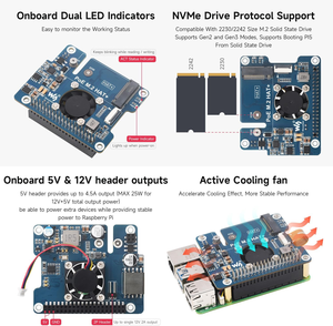 Aismartlink WAVESHARE NVME PCIe to M.2 Adapter with PoE <strong>Function</strong> and Fan for RPI, Compatible <strong>Raspberry</strong> <strong>Pi</strong> 5 Supports 802.3af/at