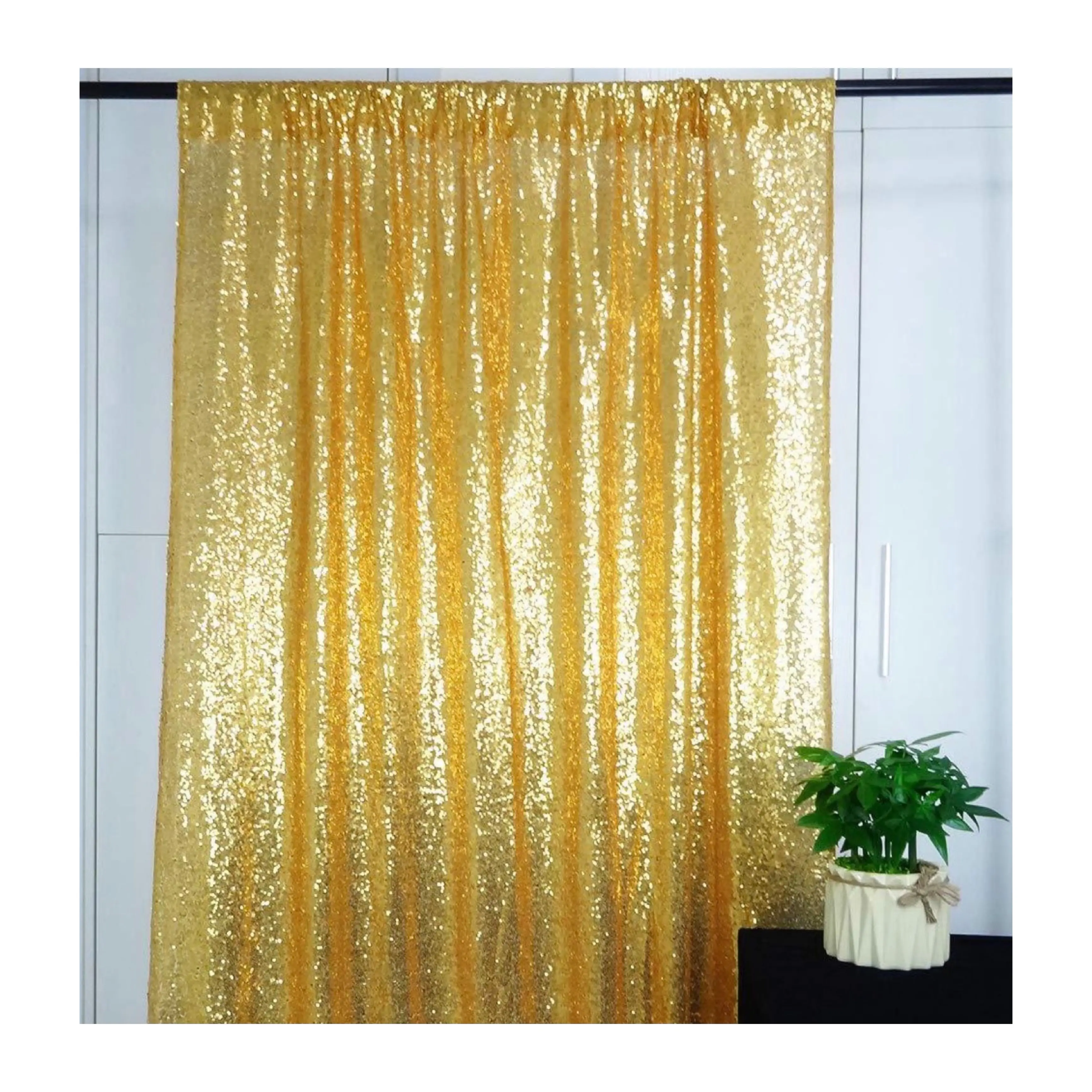 Painel de cortinas de lantejoulas para decoração de palco de casamento de feliz aniversário