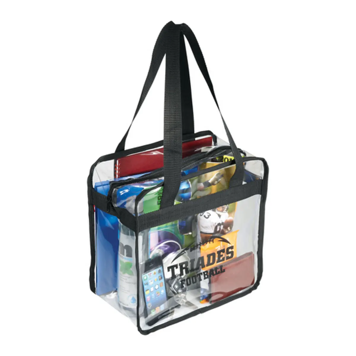 Custom pvc Transparent handbag clear bag Game Day Clear Zippered Safety Tote