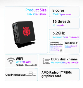 Pequeño PC 7840HS Procesador Computadoras de escritorio In-tel DDR5 Multi Interface Ultra Light Home Office Mini PC - Product Image 5