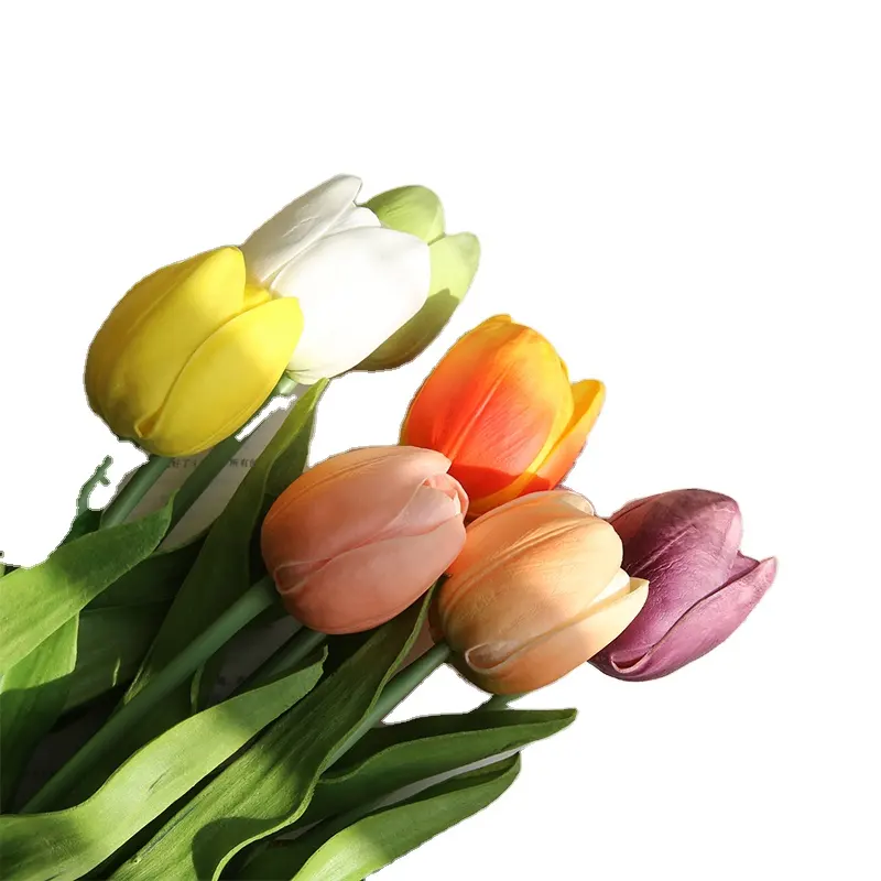 Mw08082 tulipa de seda artificial, flor de tulipa de seda artificial de alta qualidade, tulipas falsas