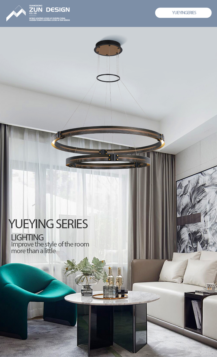 Zun Design Factory Wholesale Price round Iron ring chandelier decorative lighting modern vintage pendant light