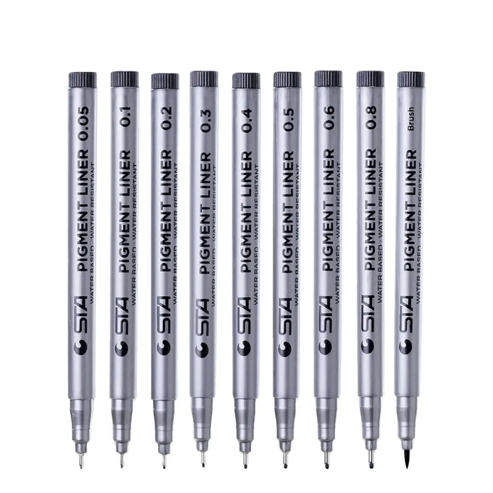 Promozionale STA Fine Tip Colorato di Scrittura Tavolo Da Disegno Penna di Indicatore 0.05 0.1 0.2 0.3 0.4 0.5 0.6 0.8 Fineliner Point Marker penna Set