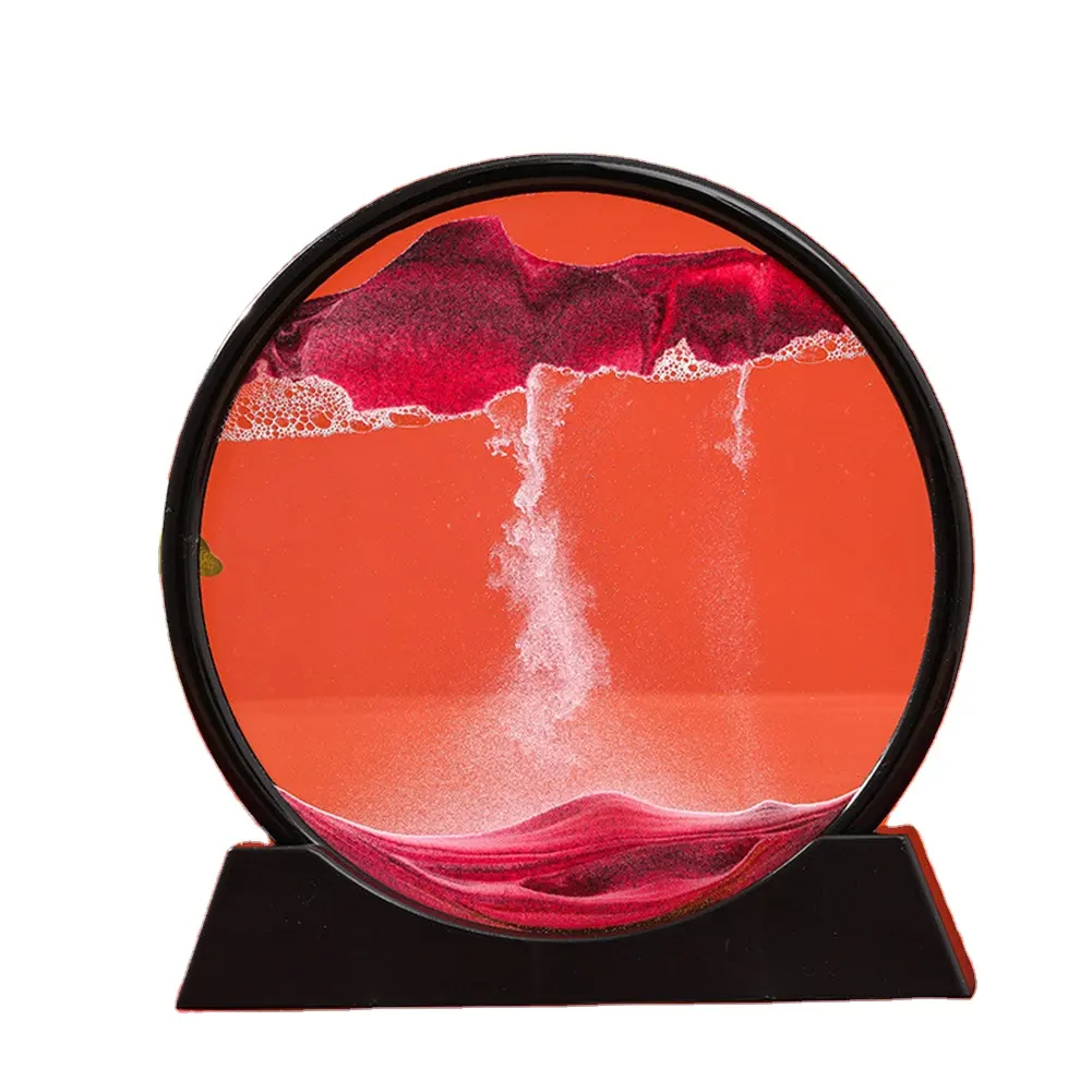 12 pollici Moving Sand Art Round Glass 3d Deep Sea Sandscape Art In Motion Display Sand Flowing