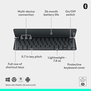 罗技按键-GO-2便携式蓝牙平板电脑键盘，内置外壳 - Product Image 6