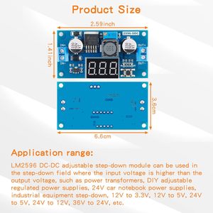 LM2596 Adjustable DC-DC Step-Down Buck Converter Module with LED <strong>Voltage</strong> Regulator Input to 1.25-37V <strong>Output</strong> Power Supply Module - Product Image 5