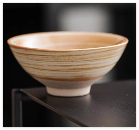Handmade textured stoneware-bowl-shaped cup