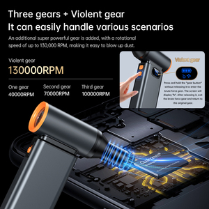 Quạt cầm tay siêu tốc độ 130.000 vòng/phút, máy thổi bụi mini không chổi than, dùng ngoài trời, cắm trại, công suất 180W, pin 3000mAh - Product Image 3
