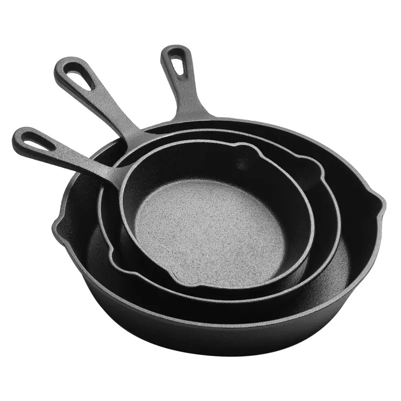 Pre-seasoned Wholesale Best whole cast iron pre-seasoned kitchen cooking ware non stick skillet frying pans