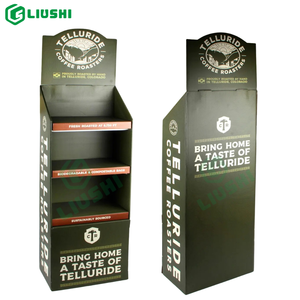 Tùy chỉnh siêu thị bán lẻ Pop 3 Tier hiển thị Kệ các tông sàn hiển thị giá snack hạt cà phê hiển thị các tông đứng - Product Image 1