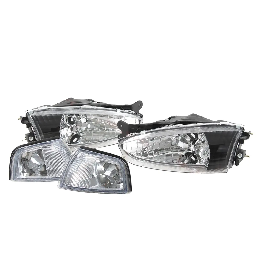 Faros delanteros y lámpara de esquina para Mitsubishi Mirage 2Dr Coupe, carcasa negra y lente transparente, para 1997, 1998, 1999, 2000, 2001, 4 Uds.