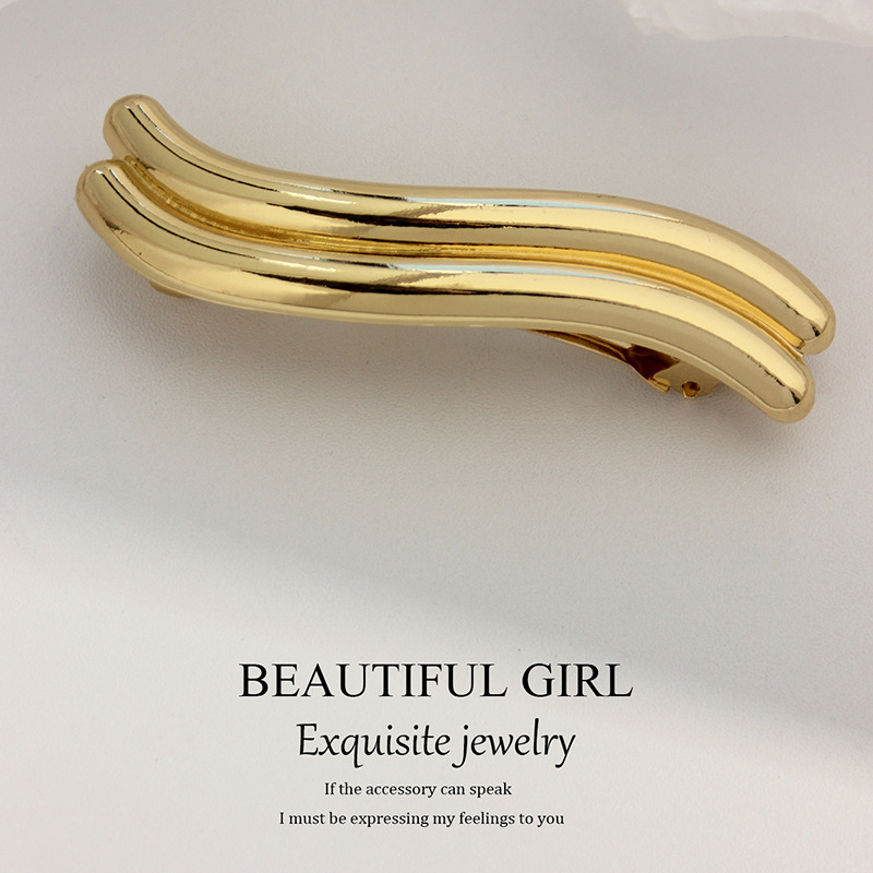 Gold alloy bright spring clip curved