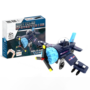 Мировая война II, F4U-2.4G, пластиковая головоломка с дистанционным управлением, строительный блок с четырьмя каналами, паровое программирование, модель самолета, игрушка - Product Image 1