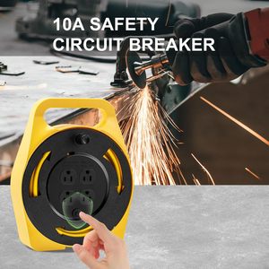 25 FT uzatma kordon makarası 4 topraklı çıkışları el rüzgar geri çekilebilir 16 AWG/3C SJTW güç kablosu 10 Amp devre NEMA 13A açık - Product Image 2