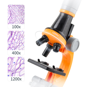 Microscópio infantil educativo 1200x, microscópio profissional portátil com luz, brinquedo competitivo