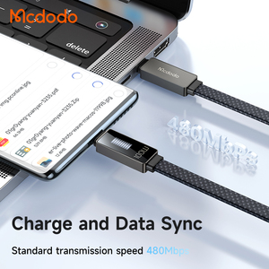 Mcdodo 447 LED Rhythm Display Charger <strong>Cable</strong> Type C to Type C 100W E-mark Stable PD Charging USB C Flat <strong>Cable</strong> for Laptop Android - Product Image 6