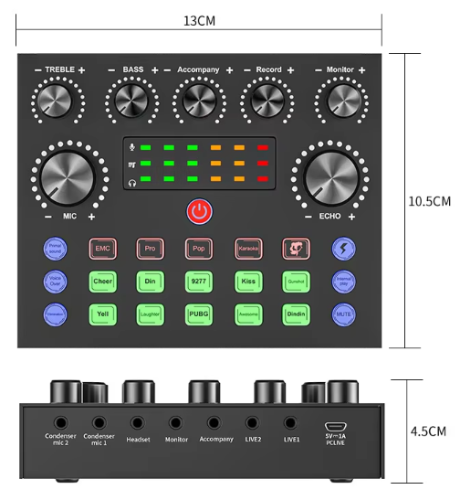 black V8s English sound card