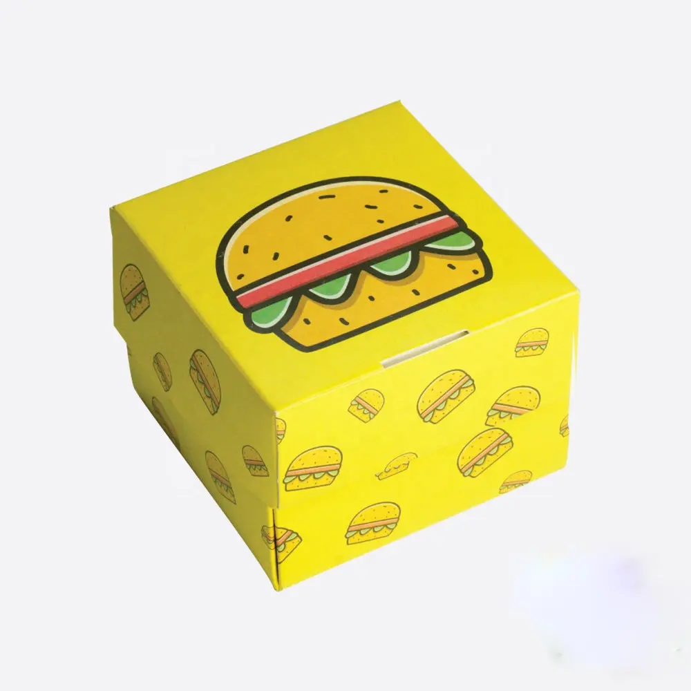 Burger Boxes Atacado Personalizado Impresso Reciclável Descartável Fast Food Embalagem Burger Box